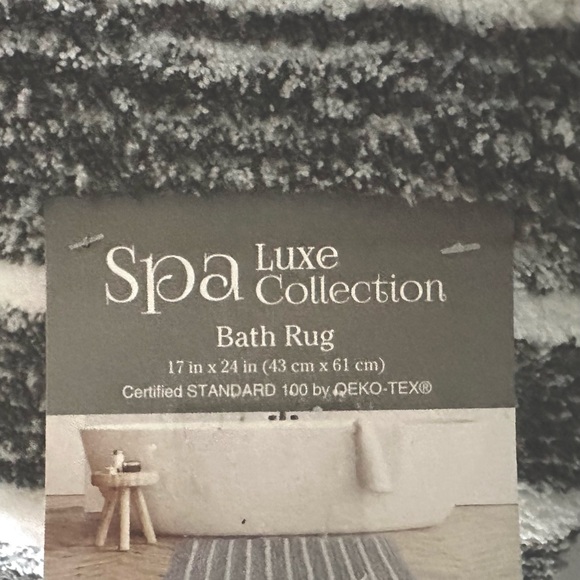 NEW Spa Luxe Gray & White Striped Soft Bath Rug VERY SOFT! Sustainably Made - Picture 3 of 6